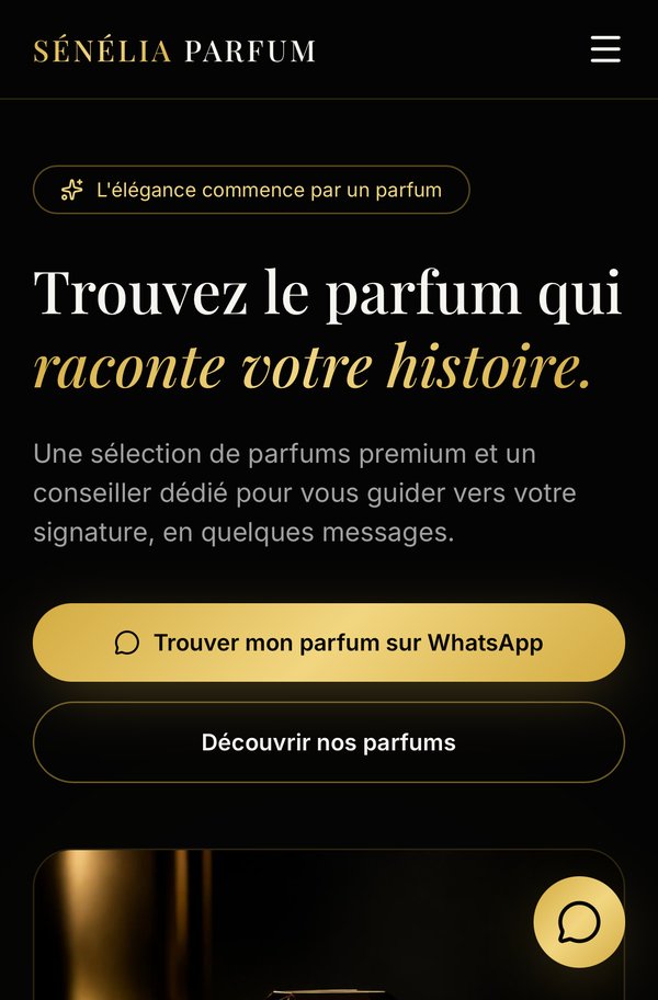 Page d'accueil du site SÉNÉLIA PARFUM